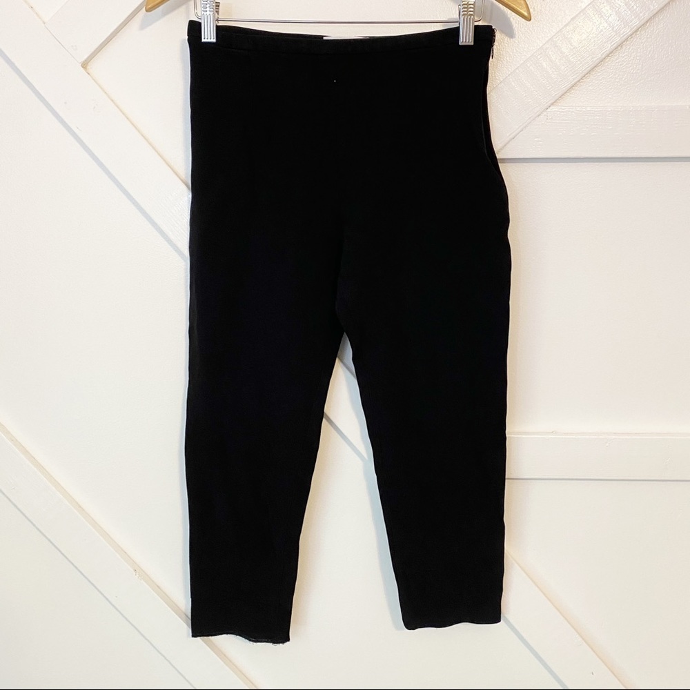 Carven Pull On High Rise Cropped Crepe Pants Black Sz 40/10